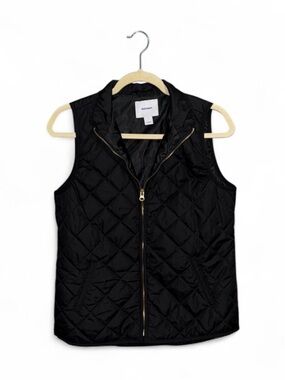 Old Navy Black and Gold Lightweight Puffer Vest Women’s Size Small